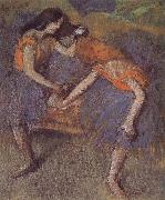 Two dance wear yellow dress Edgar Degas